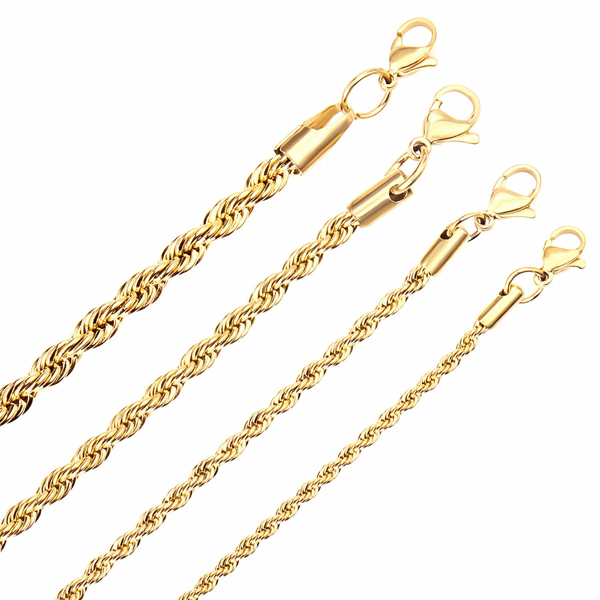LUXUSTEEL 3mm Width 45cm/50cm/55cm/60cm Stainless Steel Rope
