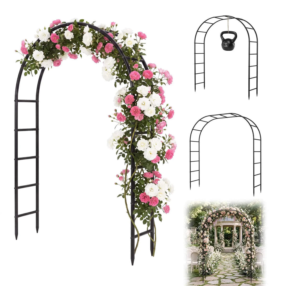7.3FT Heavy Duty Garden Arch Arbor Trellis