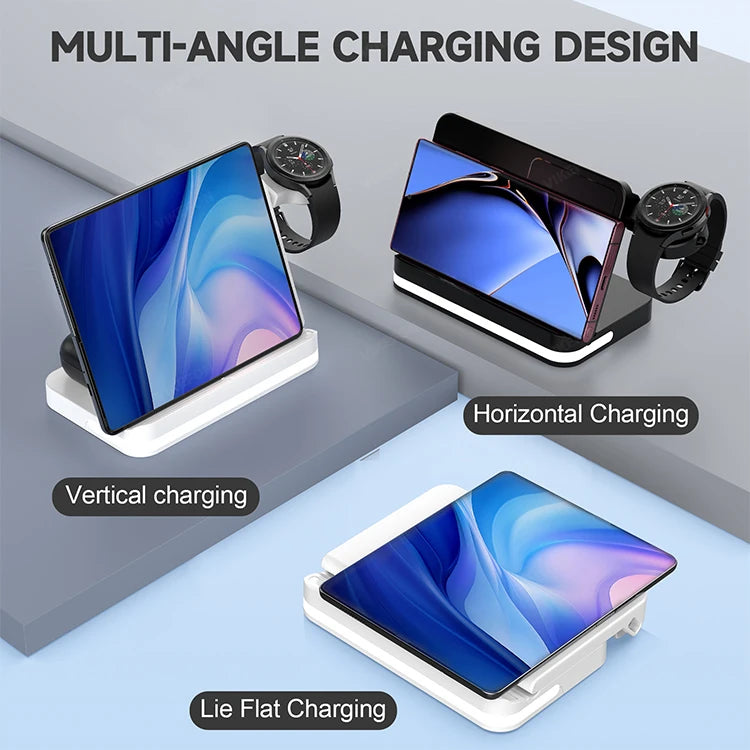 6 In 1 Wireless Charger Stand For iPhone Samsung S23 S22 Ultra Note Fold Galaxy Watch 5 4 Active Buds Fast Charging Dock Station