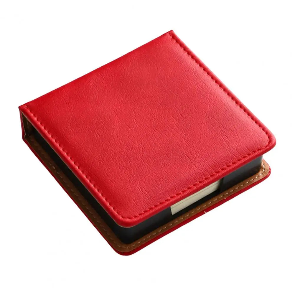 Desk Organizer with Note Paper Note Box with Grooves Imitation Leather Sticky Notes Holder with Lid Cover Name Cards Organizer