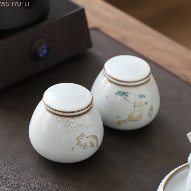 Urns for Ceramics Ashes Sealed Cremation Funeral Keepsake Human Pet Memorial Suitable Home Fireplaces Burial Ash Urn Cat