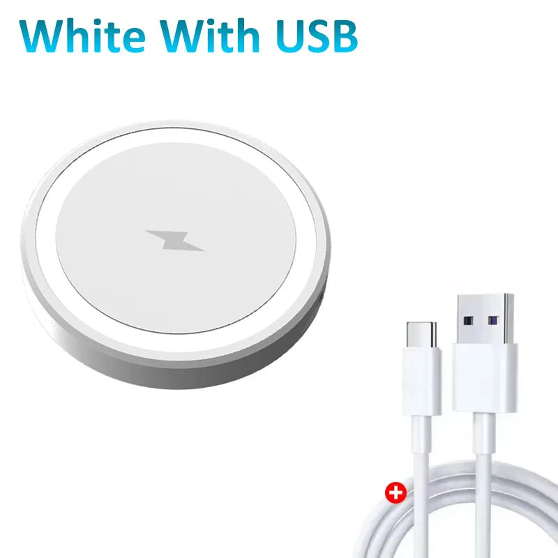 15W Ultra Thin Wireless Charger, Fast Qi Charging Pad with Compact 6cm Size, Lightweight Portable Design for Desk Bedroom Trave