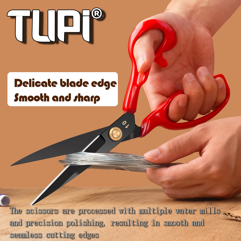 TUPI - Professional Tailor Shears - Heavy Duty Sharp Fabric Scissors for Sewing & Cloth Cutting | with Ergonomic Handles
