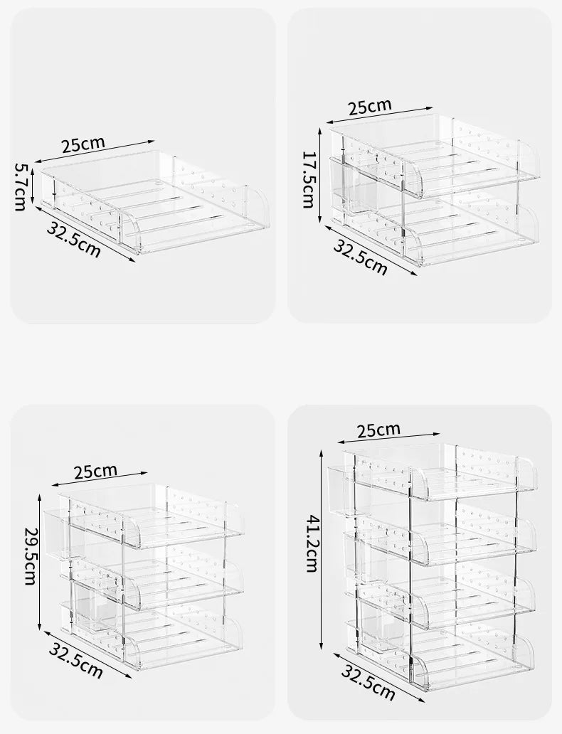 File Organizer Desktop File Storage Clear Transparent Multi-layer Stackable Rack Office Desk Organizer for Home or Office Use