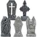 17" Halloween Decorations Outdoor Tombstones 5 Pack Halloween Graveyard Foam Headstones Decor with 12 Metal Stakes for Prop Cemetery Yard Lawn Decorations, Party Supplies