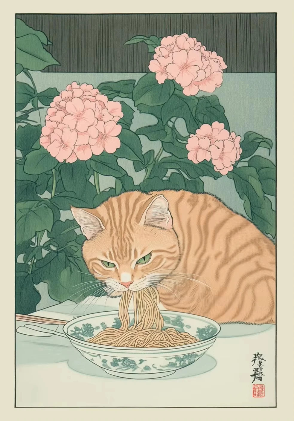 Cat in the Bathtub Japanese Vintage Classic Tiger Cat Wall Art Japanese Bathroom Toilet Poster Home Living Room Bedroom Decor