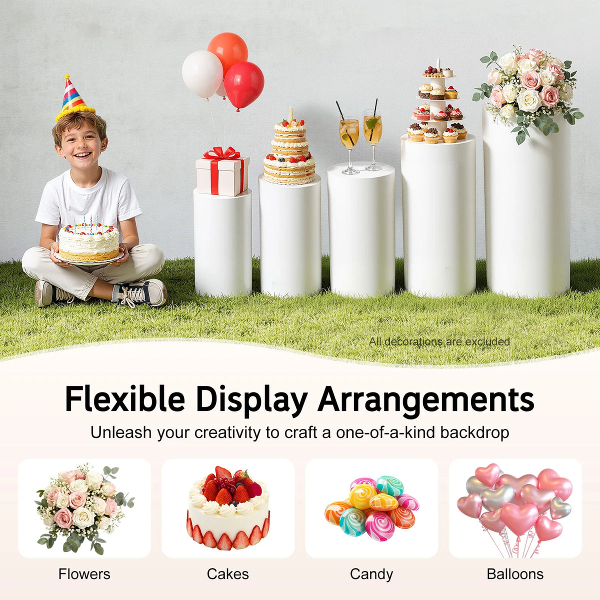 Cylinder Cake Display Stand Set Round Cylindrical Dessert Display
