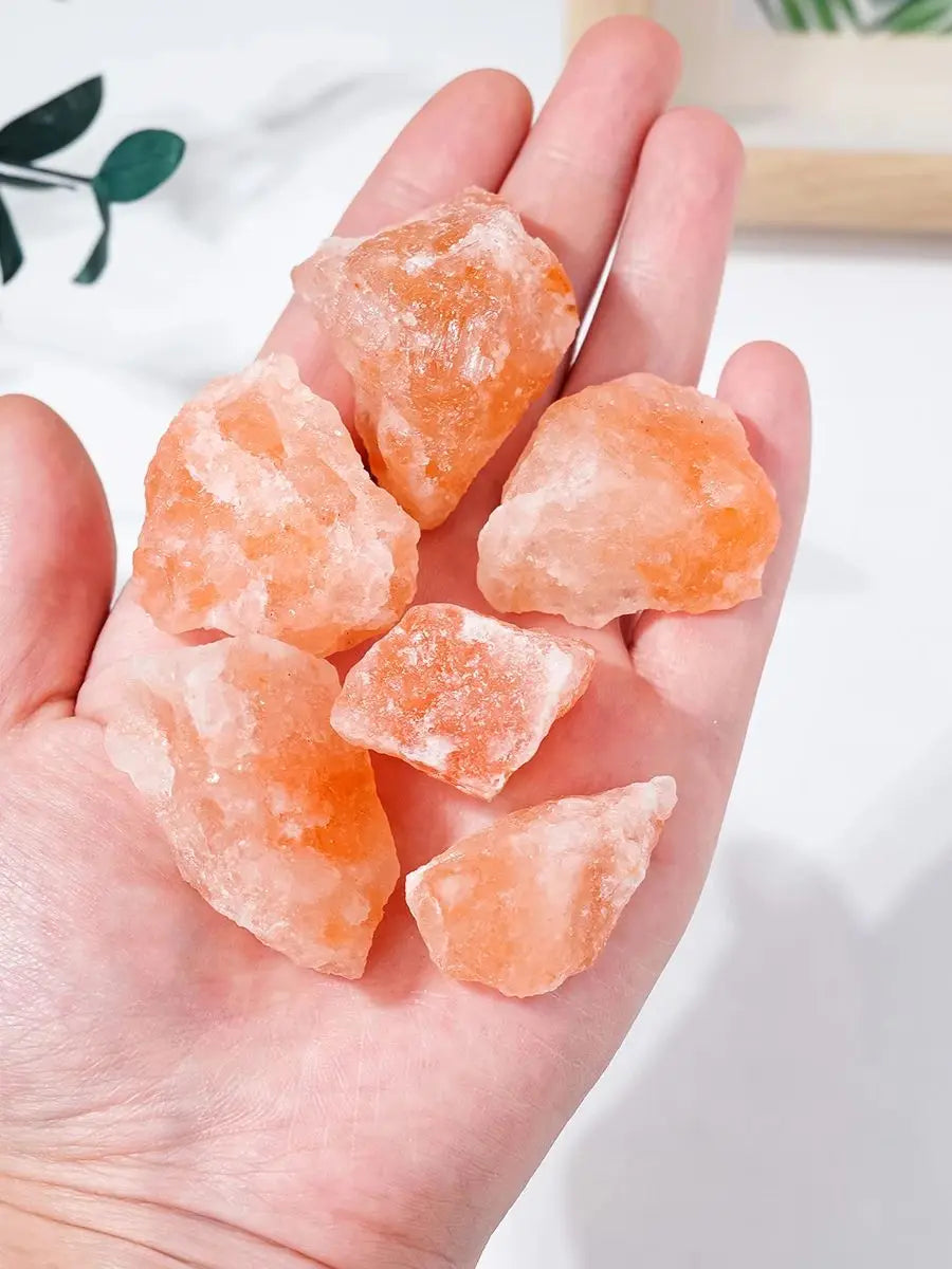50g/bag Natural Crystal Himalayan Orange Salt Raw Stone Diffuser Minerals Specimen Raw Mineral Decorative Irregular Stone