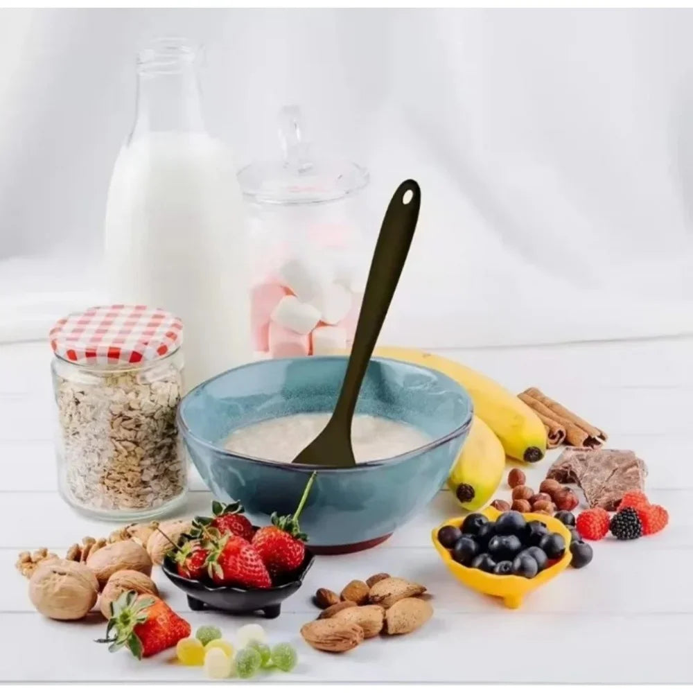 1pc Food Grade Silicone Spoon Long Handled Kitchen Soup Mixing