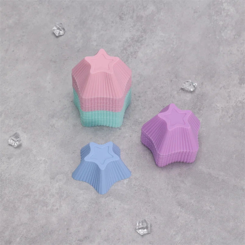 6 Pcs Silicone Cake Star Cupcake Cup Cake Tool Bakeware Baking Silicone Mold Cupcake And Muffin Cupcake For DIY Mini Cake Mould