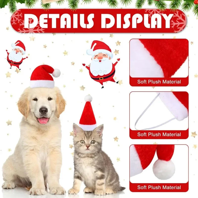 Frienda Dog Santa Hat  Christmas Hat Soft Plush Cat Hat Pet Costumes for Small Dog Cat for Pet Party Puppy Christmas Supplies