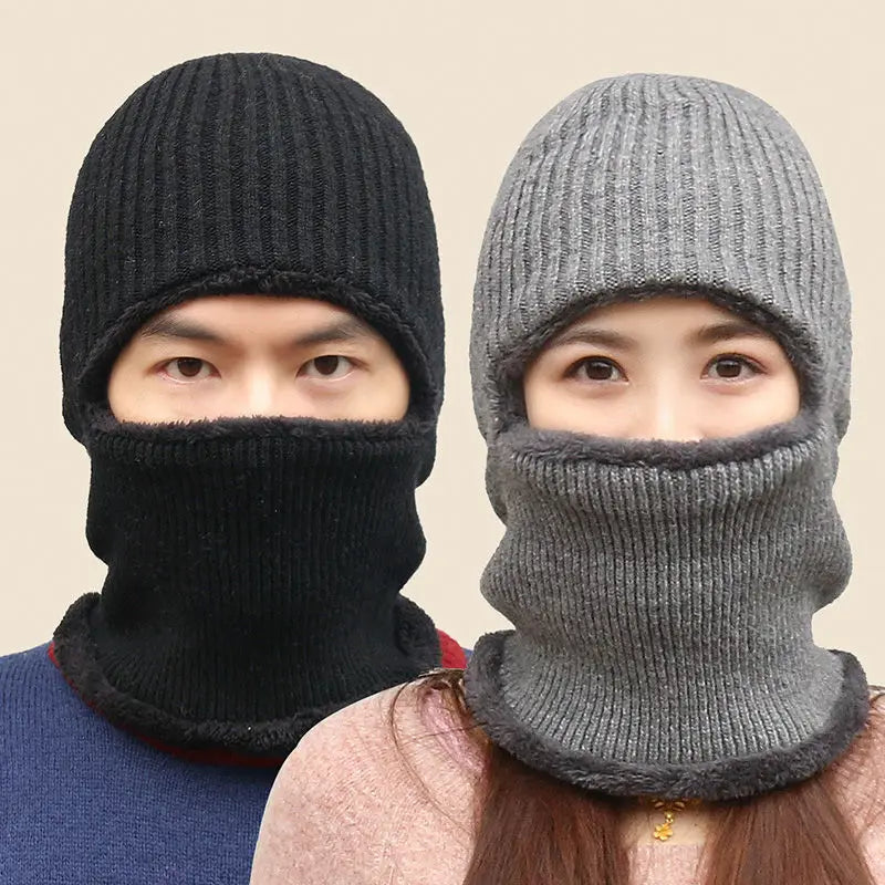 Winter Kintted Thicken Balaclava Full Face Mask Windproof Warm Outdoor Cycling Ski Hat Women Men Coldproof Running Earmuffs Hat