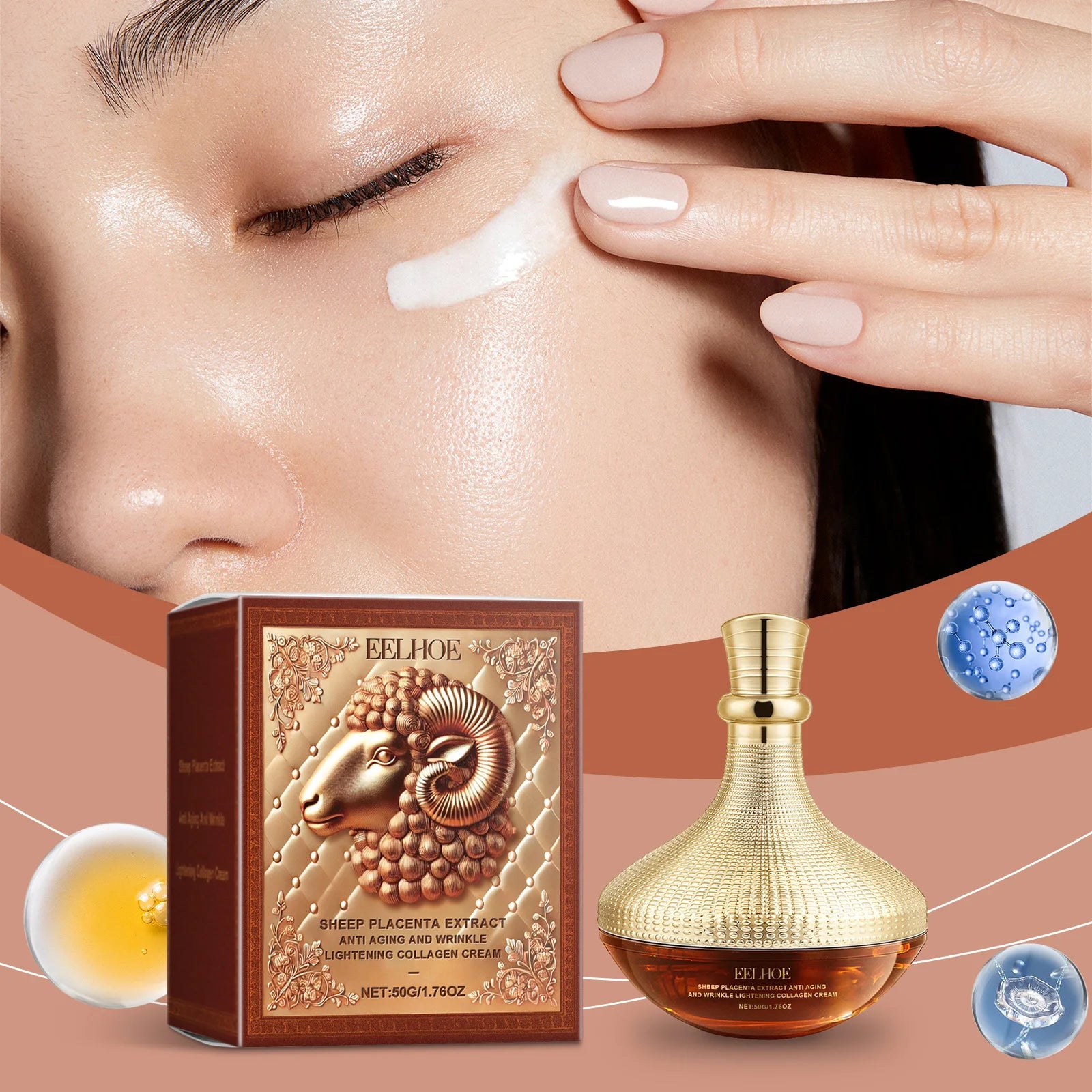 EELHOE Sheep Placenta Moisturizing Face Cream Facial Lift Skin Care Firming Soft Skin Moisture Replenishment Face Cream Skincare