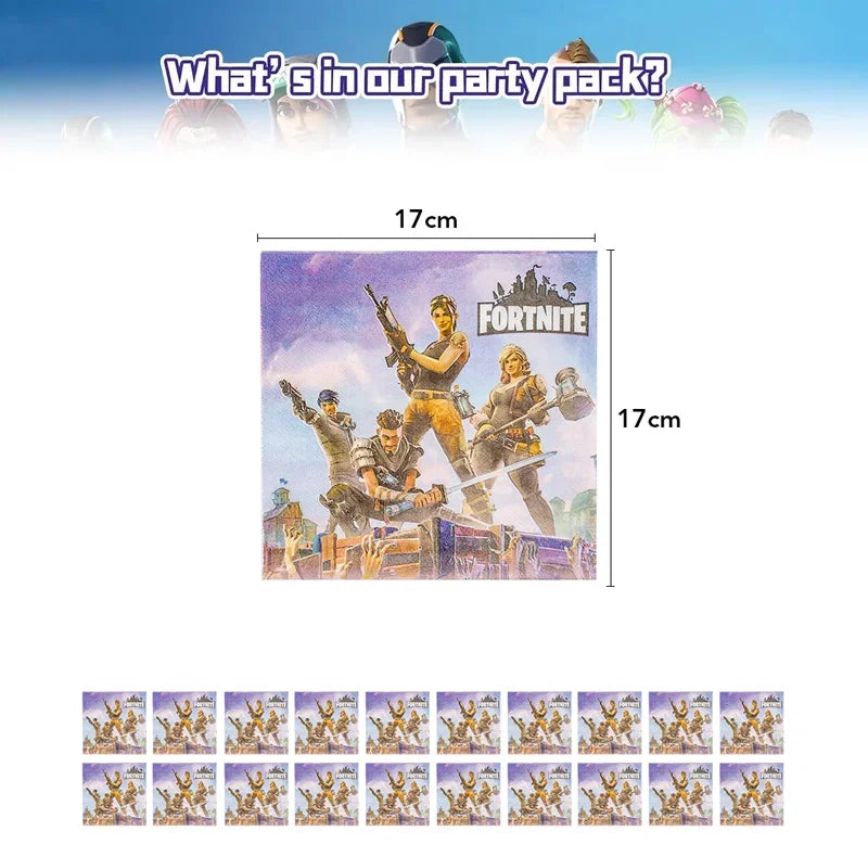Fortnite Balloons Shooting Game Ballons Boy Girl Happy Birthday Banner Party Decoration Alpaca Llama Tableware Cake Topper Toy