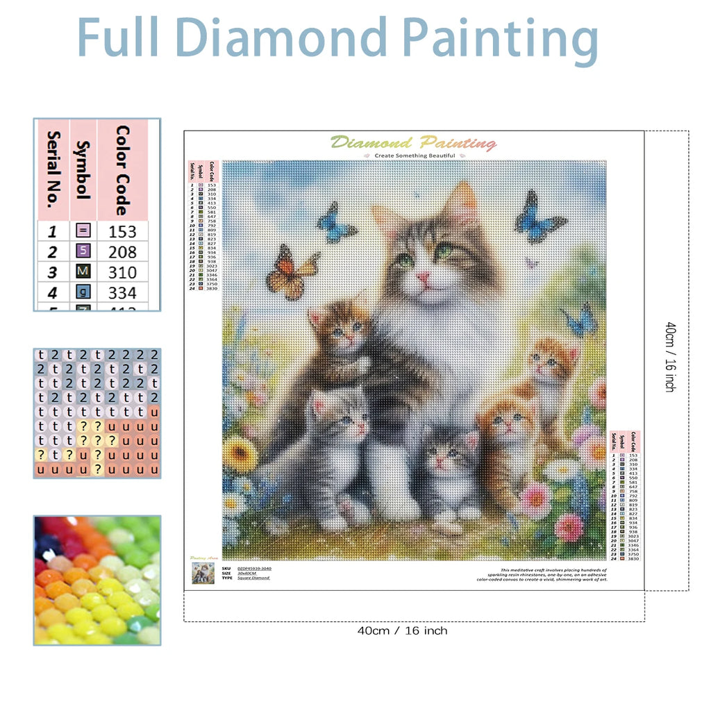 SDOYUNO Diy Diamond Painting Animal Cat Flowers Full Rhinestone Embroidery Cross stitch Butterfly Mosaic Picture Wall