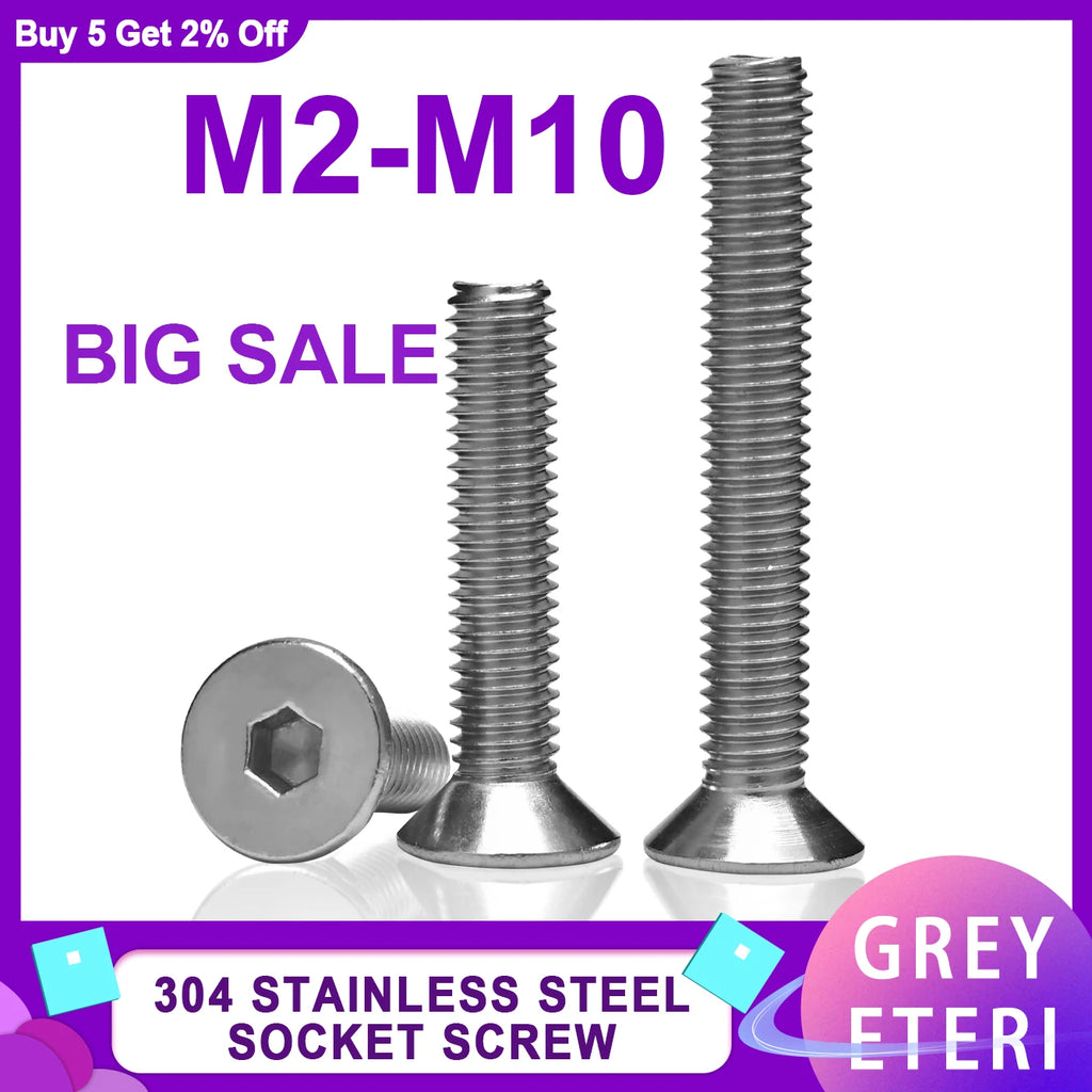 304 Stainless Steel DIN7991 Countersunk Head Hex Socket Screws
