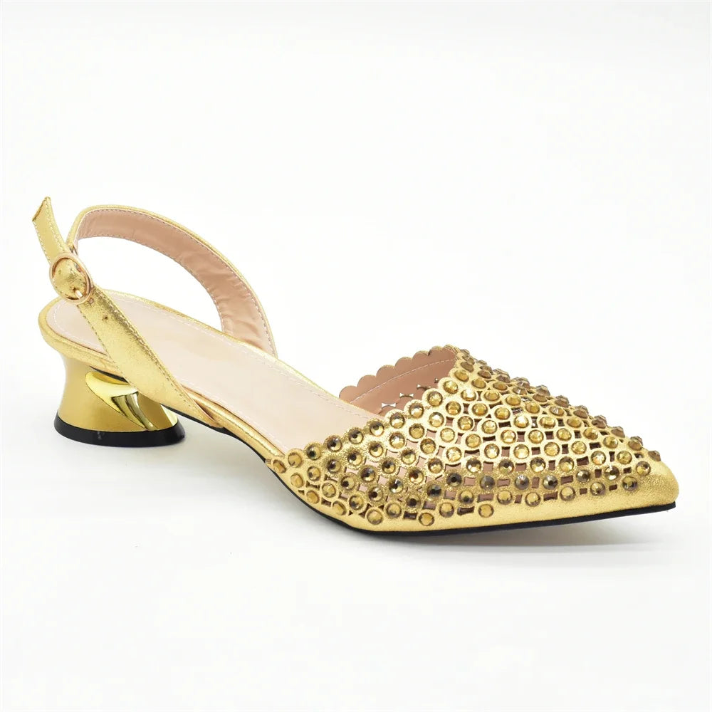 Fashion Gold Color Shoes and Bags To Match Set