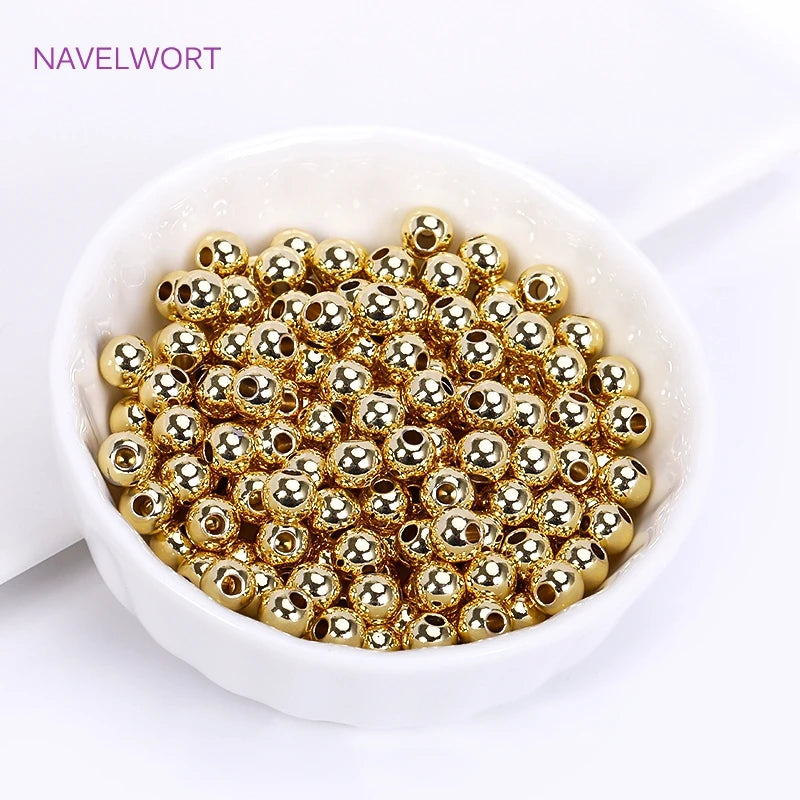 2/2.5/3/4/5/6mm 18K Gold Plated Loose Beads Brass Round Spacer