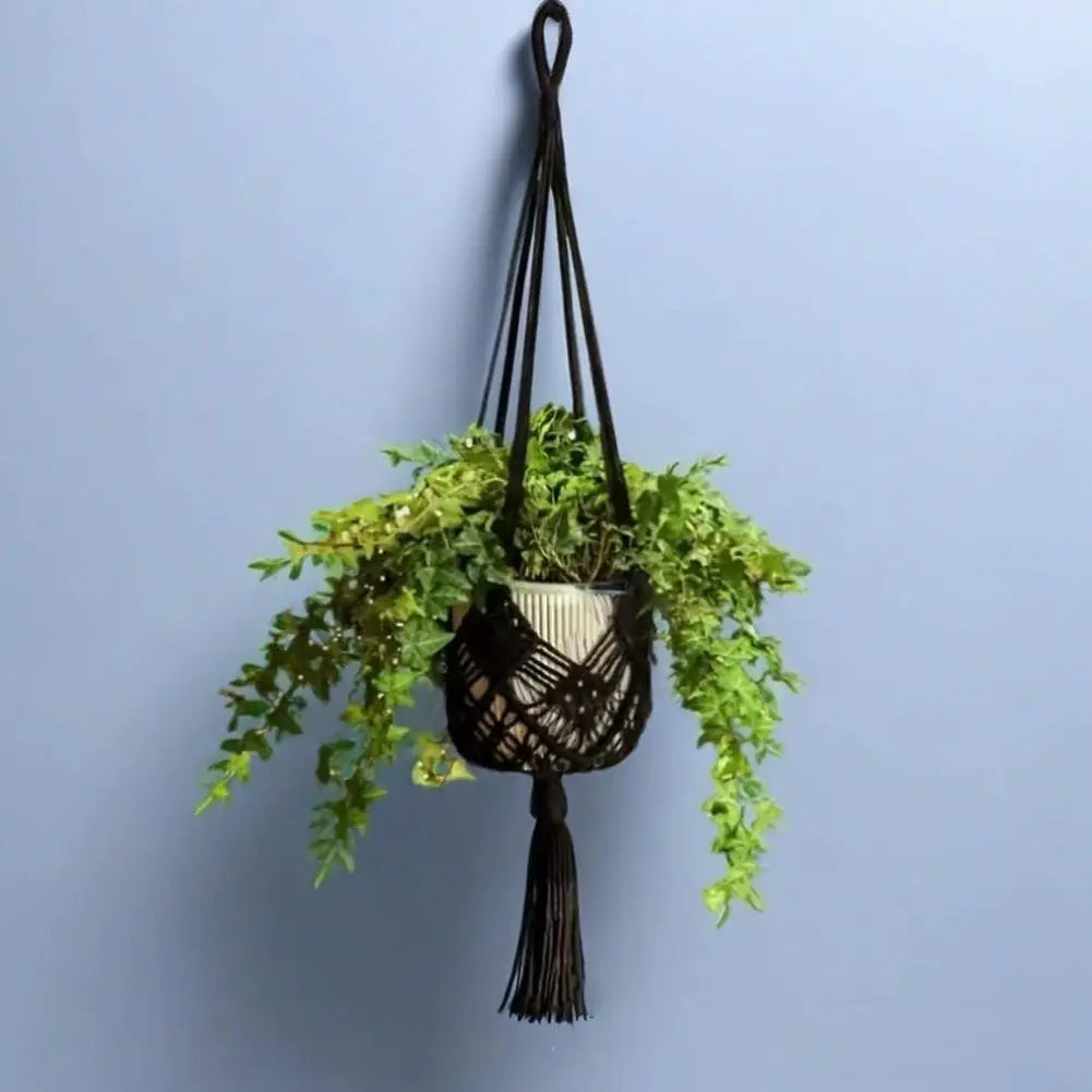 Macrame Plant Hanger Handmade Cotton Rope Hanging Basket Boho Style Planter Holder for Indoor & Outdoor Home Decor
