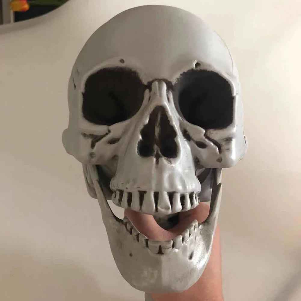 Halloween Horror Skeleton Statue Movable/Posable Joints Scary Skull Ornament Halloween Theme for Yard Garden Patio Haunted House