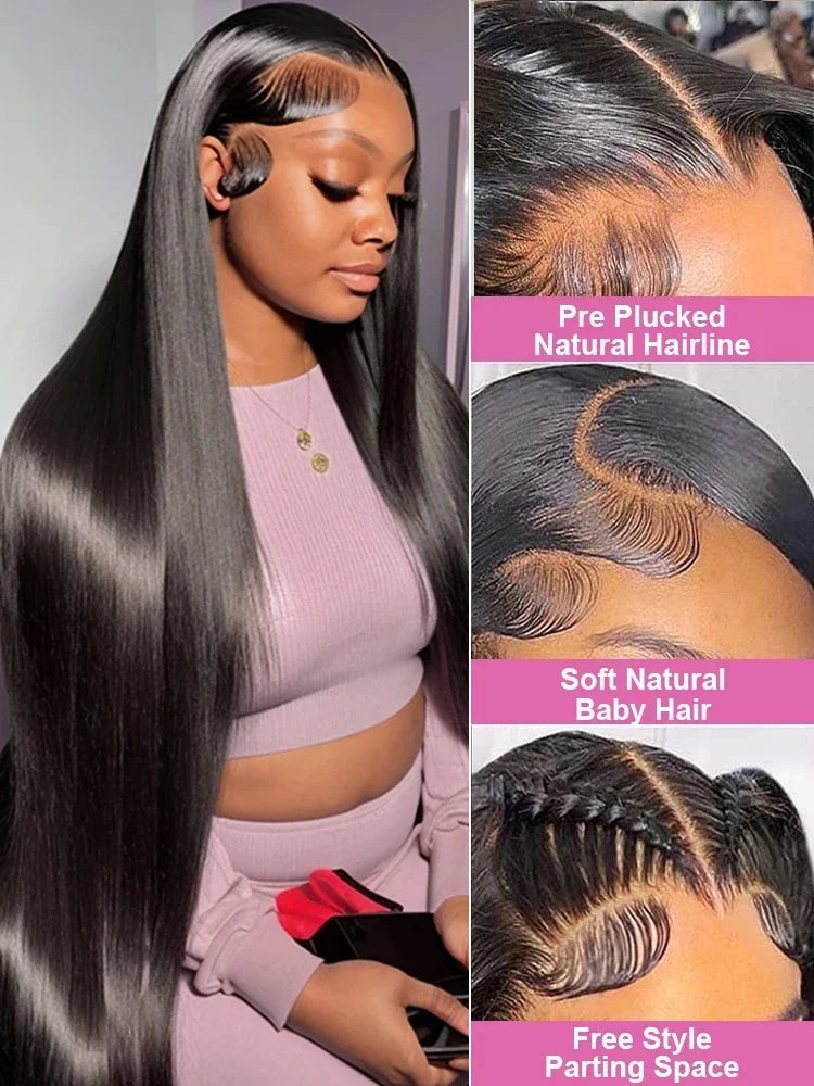 Long Bone Straight Human Hair Lace Front Wig