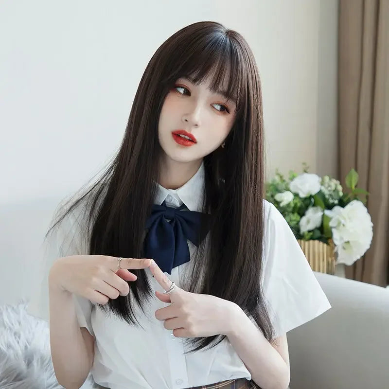 Hair Extensions Synthetic Cute JK Girl Cosplay Air Bangs Wig