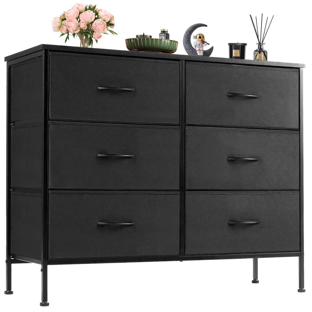 Nightstand With 6 Fabric Drawers