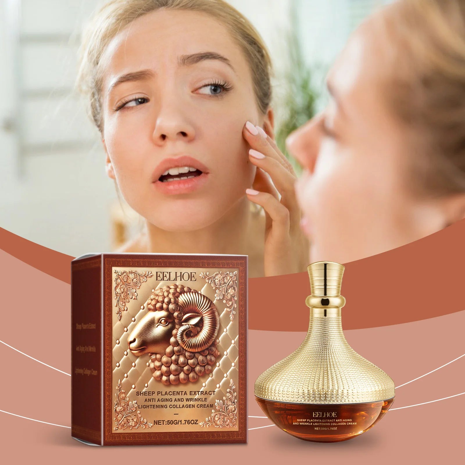 EELHOE Sheep Placenta Moisturizing Face Cream Facial Lift Skin Care Firming Soft Skin Moisture Replenishment Face Cream Skincare