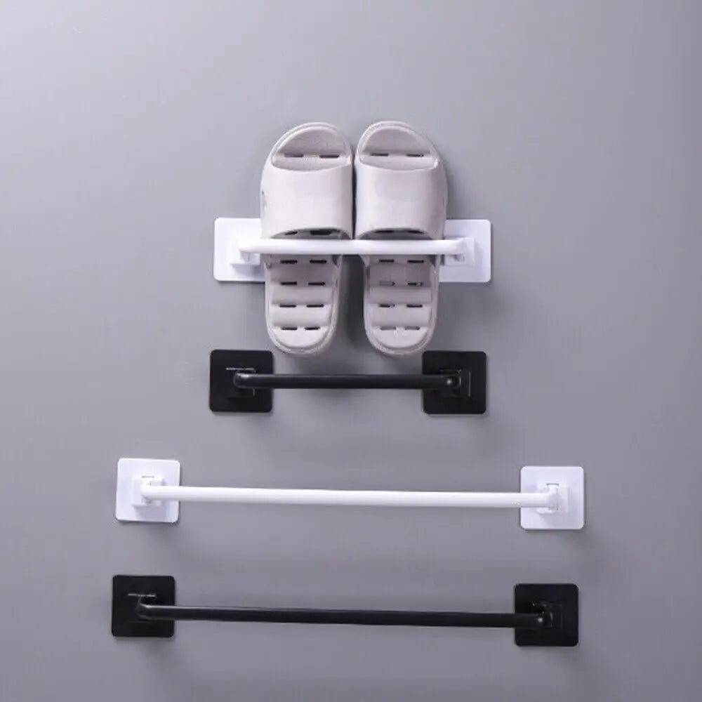 Kitchen Bathroom Wall Bath Towel Holder Rail Rack Self Adhesive Towel Rod Bar Portable Useful Household Gadget