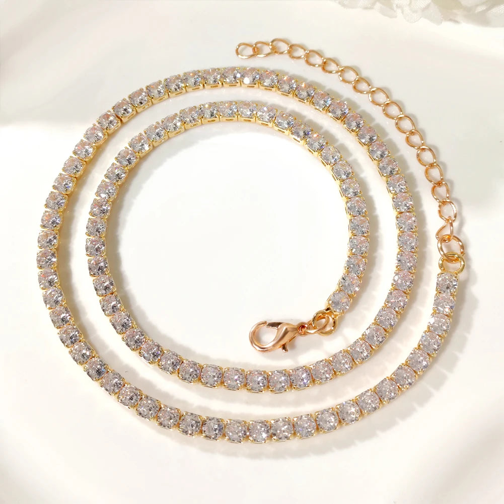 Cursive Letters Cubic Zirconia Chain Intial Name Necklace Hip Hop