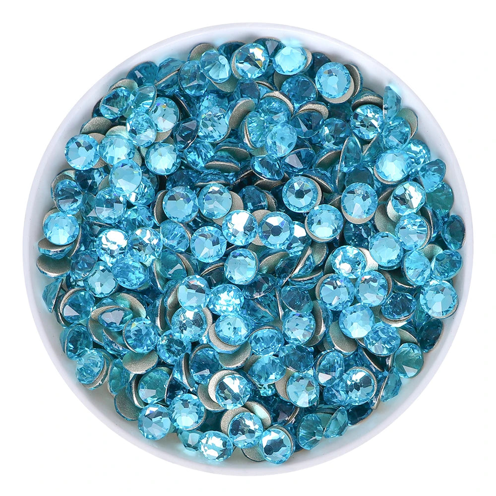 SS10-SS30 2088 Blue 8 Big 8 Small Non Hotfix Diy Strass Crystal Rhinestones Stick On Nail Art Decorations DIY Needlework Clothes
