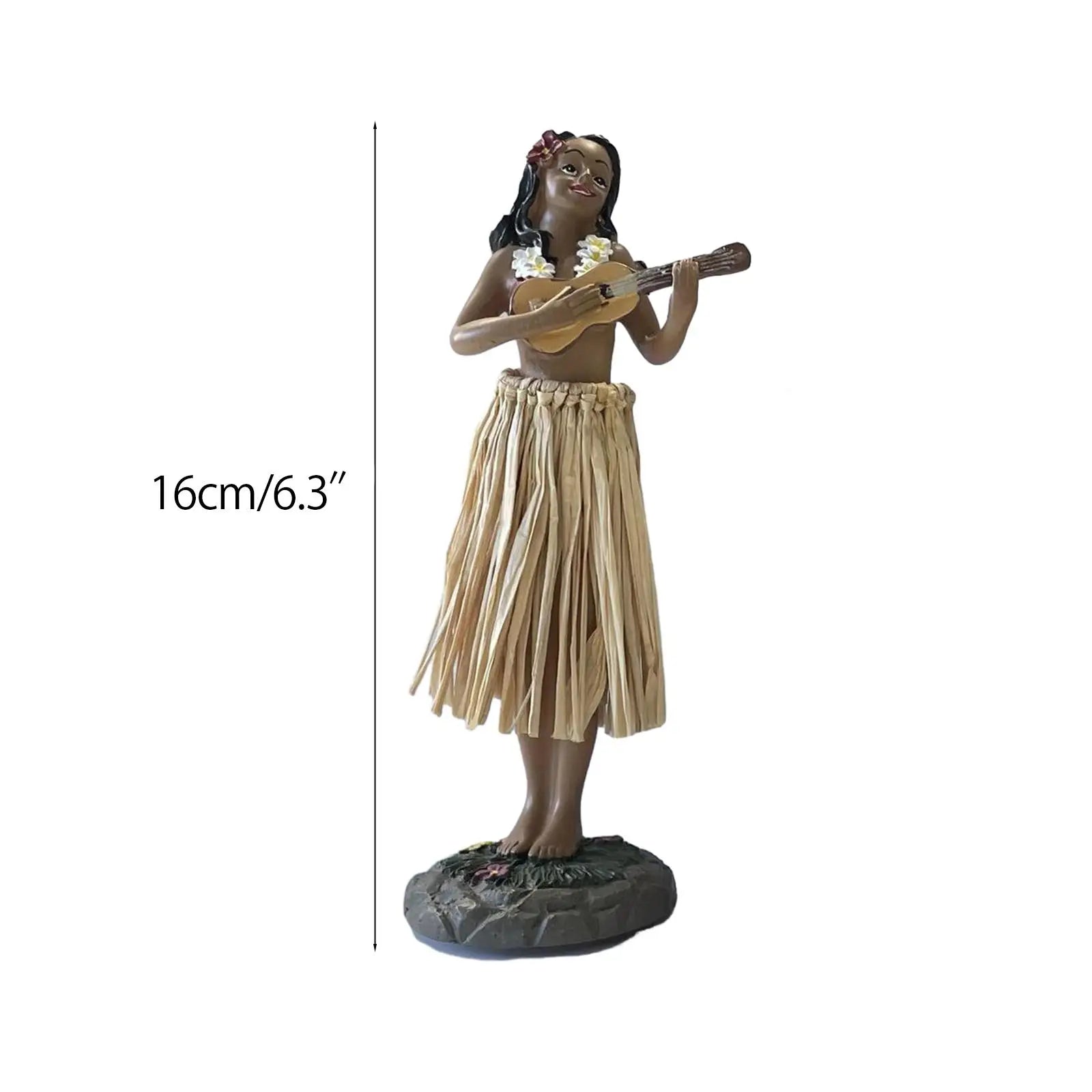 Hawaiian Hula Girl Dashboard Doll with Ukulele for Car Dashboard Collection Figurines Gifts Home Decor Mini Size Doll Dashboard