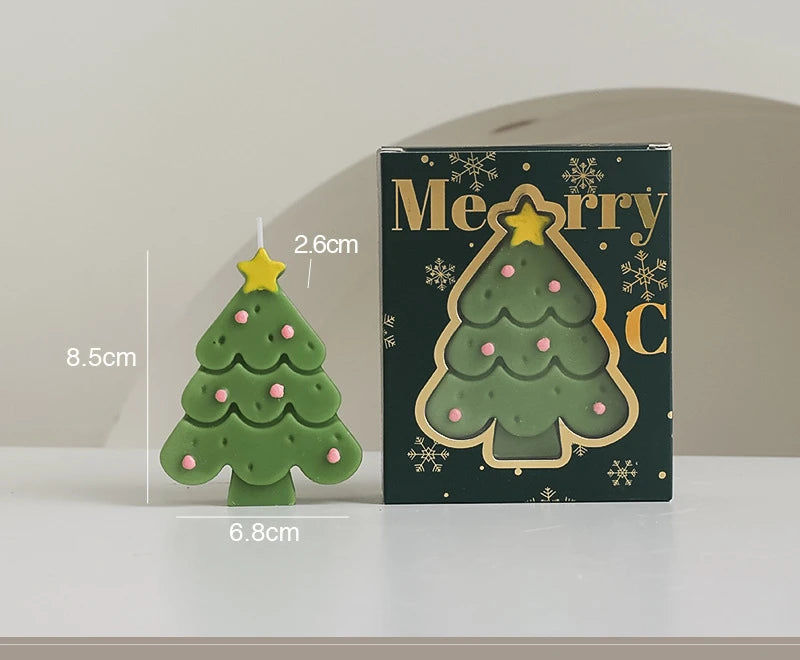 Christmas Scented Candle with Box Mini Christmas Tree Shape Fragrance Candle Home Decor Candle Gift for Friends Women Souvenir
