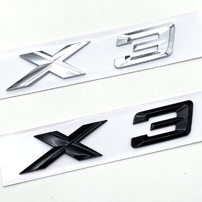 3D ABS Black Chrome Car Letters Rear Trunk Badge X3 Logo for X3