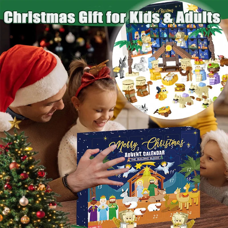 Christmas Advent Calendar Building Blocks Blind Box 24 Day Countdown DIY Child's Children Christmas Train Tree Statue Scene Gift