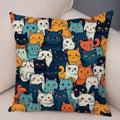 Cute Pet Hello Cat Cushion Cover Double Print Soft Plush Pillowcase for Sofa Home Car Decor Cartoon Animal Pillows Case 45x45cm