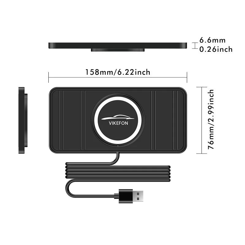 30W Fast Car Wireless Charger Pad for iPhone 15 14 13 12 Samsung Huawei AirPods Phone Non-slip Quick Car Wireless Charging Stand