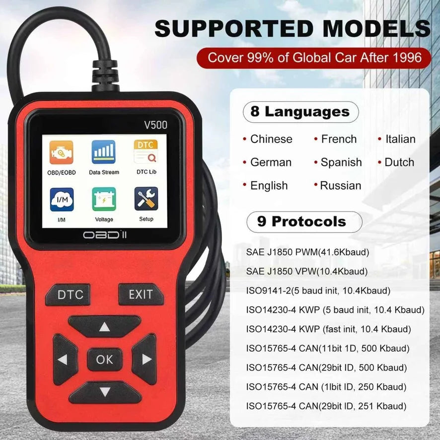 V500 OBD2 Scanner Auto Car Diagnostic Tool with Color