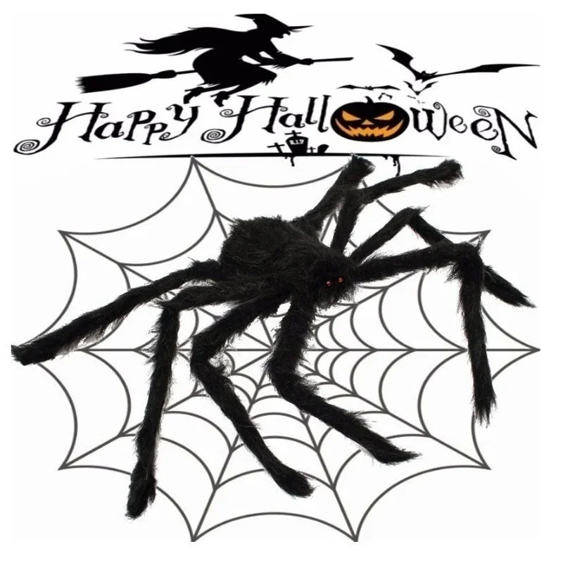 30cm/50cm/75cm/90cm/125cm/150cm/200cm Halloween Giant Black Spider Decoration Haunted House Prop Indoor Outdoor Decor