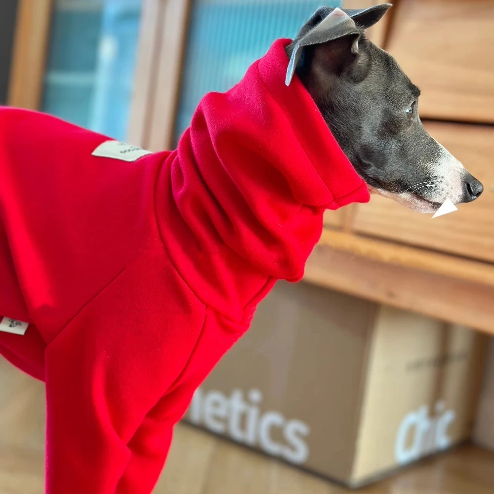 Winter Warm 4-legged Red Jacket for Italy Greyhound New Year Costume for Wellington Autumn Thick Warm Fahion Sweatshirt for Dogs