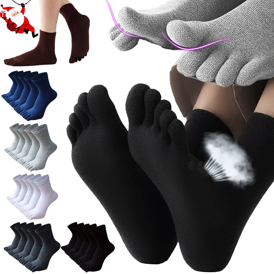 12/5/1pairs Five Finger Socks Pure color Sweat Absorbing Mid Tube Split Toe Socks Toes Socks Sports Tab Socks for Men and Women
