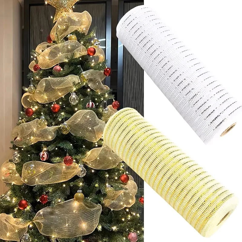 10Yards Christmas Ribbon Decoration Hanging Xmas Tree Pendent Ornaments for Home Decor Navidad Party New Year 2026 Accessories