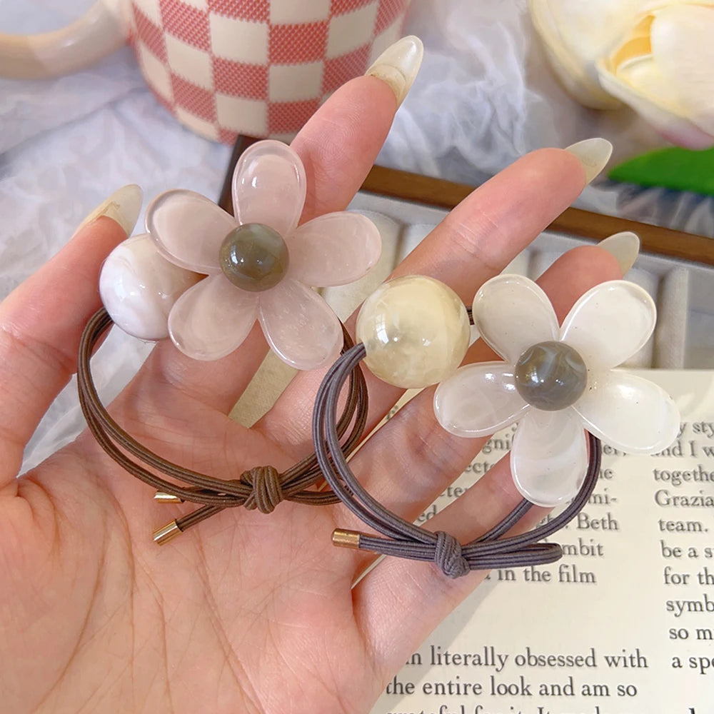 5Pcs New Fashion Women Sweet Hair Tie Set Cute Flower Elastic Hair Bands Hair Ropes Scrunchies Headwear Hairs Accessories