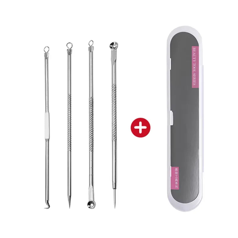 4pcs/8pcs /set Facial Pore Cleaner Spoon Blackhead Comedone Acne Pimple Blackhead Remover Tool Needles For Face Skin Care Tool