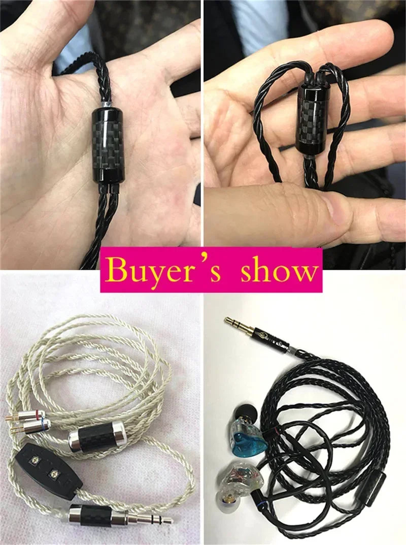 Earphone Splitter Slider DIY Connector Audio Cable Carbon Fiber