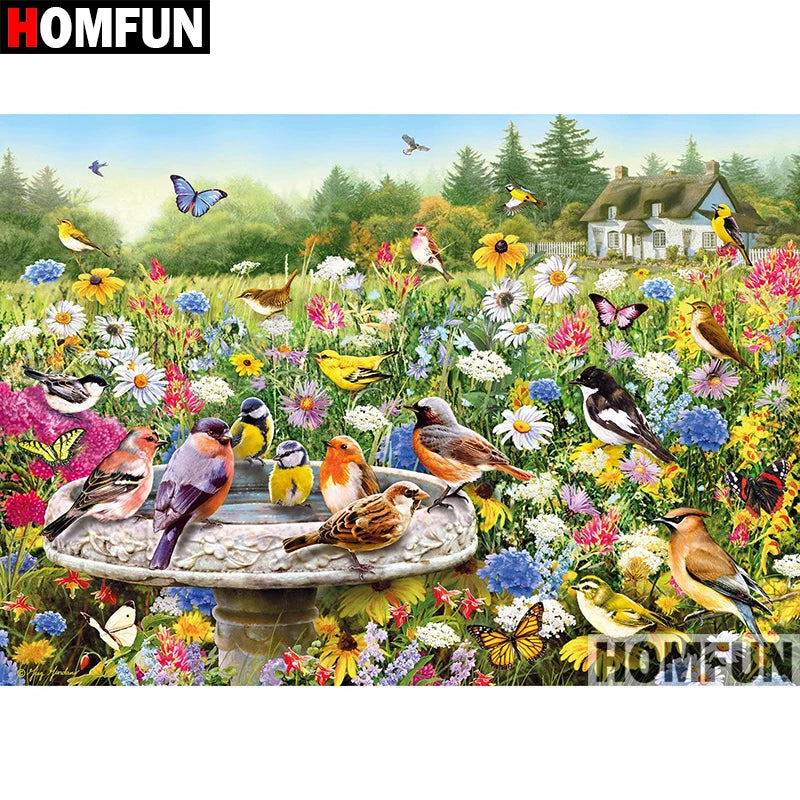 HOMFUN 5D DIY Diamond Painting Full Square/Round Drill "Flower Bird" Embroidery Cross Stitch gift Home Decor Gift A08304
