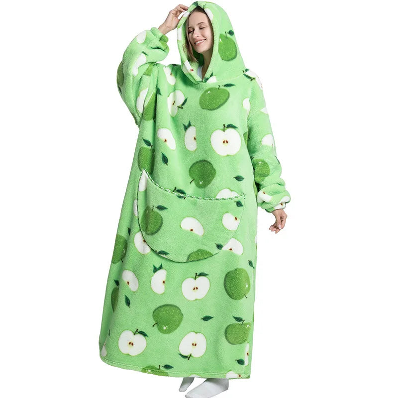 Winter Hoodies Sweatshirt Women Men Pullover Fleece Giant TV Oversized Blanket with Long Flannel Sleeves