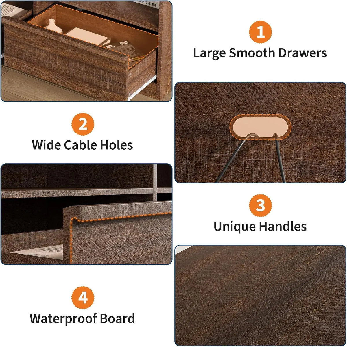 Garvee Solid Wood TV Cabinet With Drawers