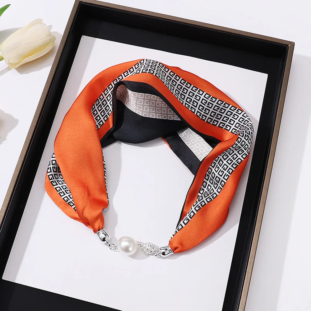 Imitation Silk Scarf Magnetic Buckle Necklace Pendant Wearing Spring and Autumn Cervical Protection for Women