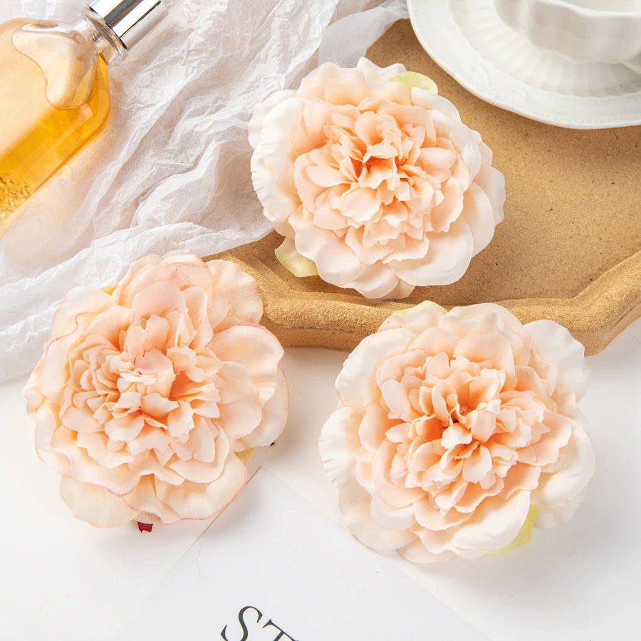 5/10Pcs Silk Dahlias Artificial Flower Home Decor Wedding Diy Rose Arch Christmas Garland Material Fake Peony Bridal Accessories